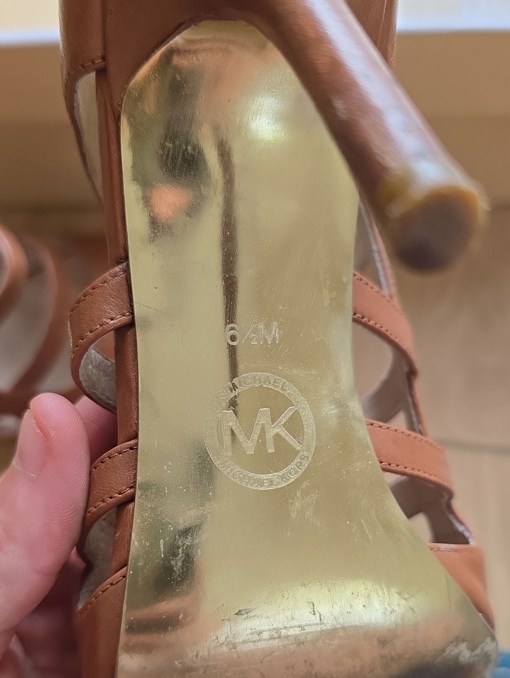 MICHAEL Michael Kors Tan Multi-Strap Open-Toe Heels - Picture 6 of 8